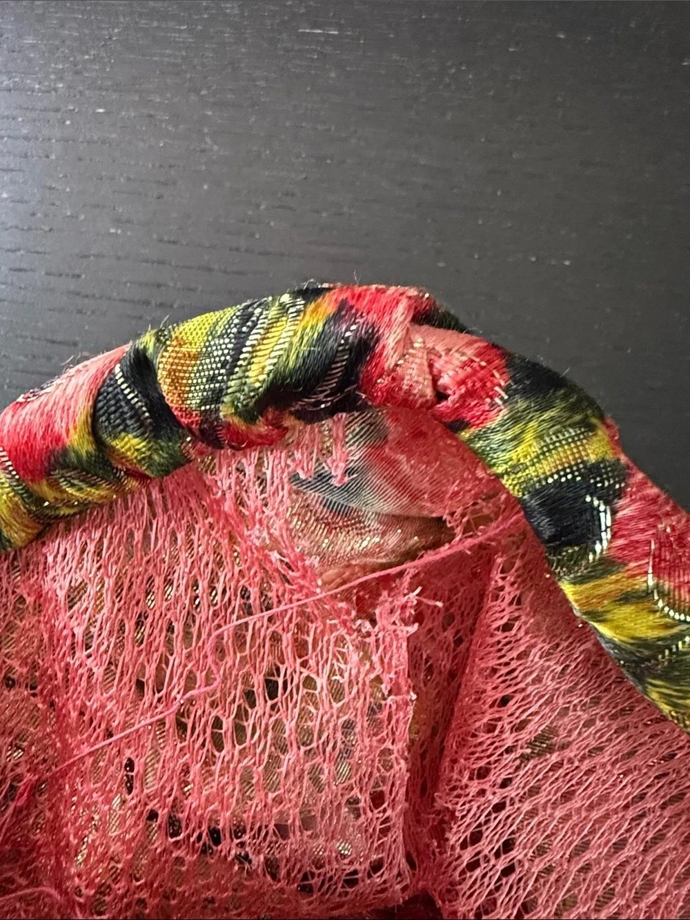Women’s Vintage Floral Velvet Turban Headband in Pink and Green